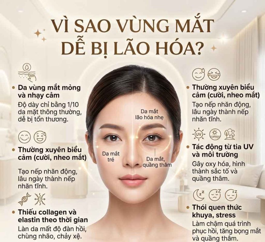 Vì sao vùng mắt dễ bị lão hóa