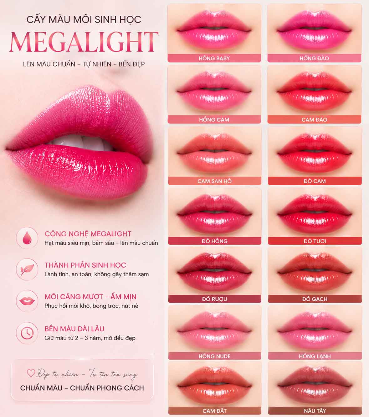 Cấy Màu Môi Sinh Học Mega Light