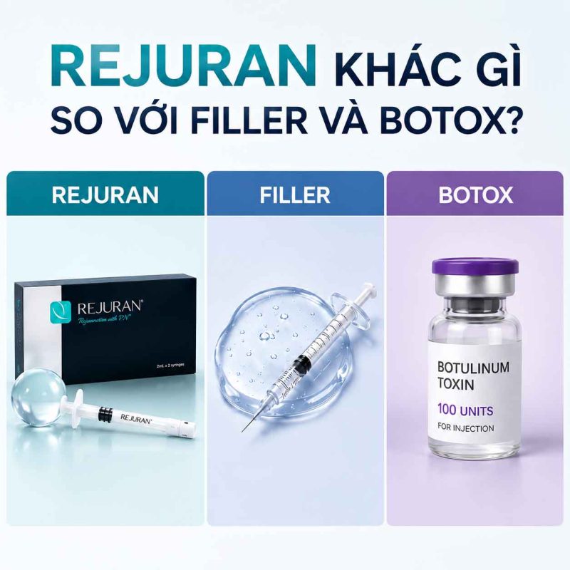 Rejuran khác gì filler và botox
