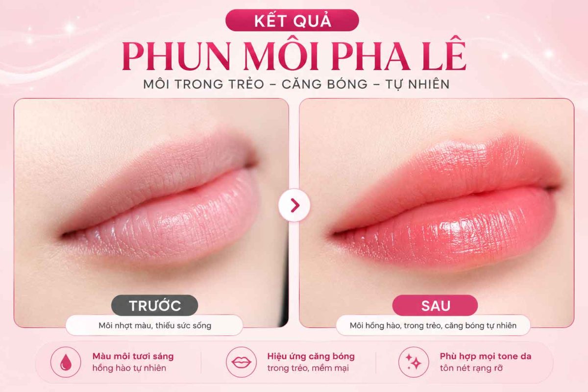 Trước sau phun môi pha lê