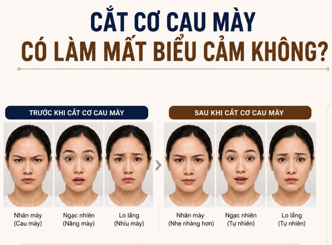 Cắt cơ cau mày có làm mất biểu cảm không