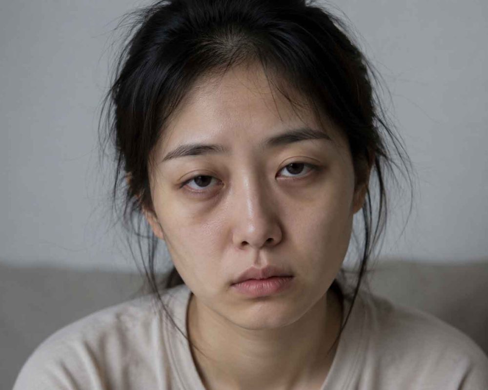 Gương mặt trong mệt mỏi thiếu sức sống