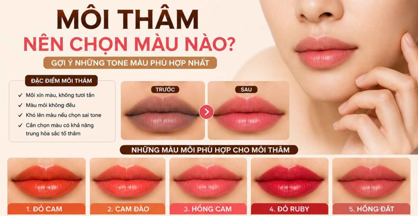 Môi thâm nên chọn màu nào