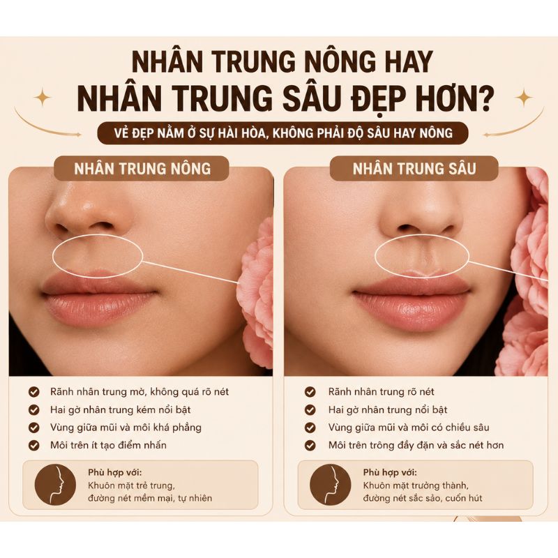 Nhân trung nông hay nhân trung sâu đẹp hơn