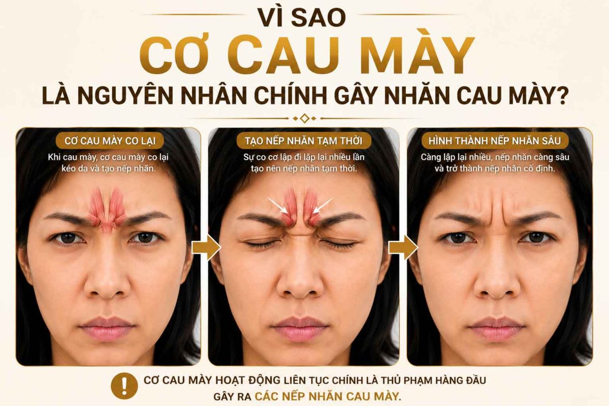 Vì sao cơ cau mày là nguyên nhân chính gây cau mày