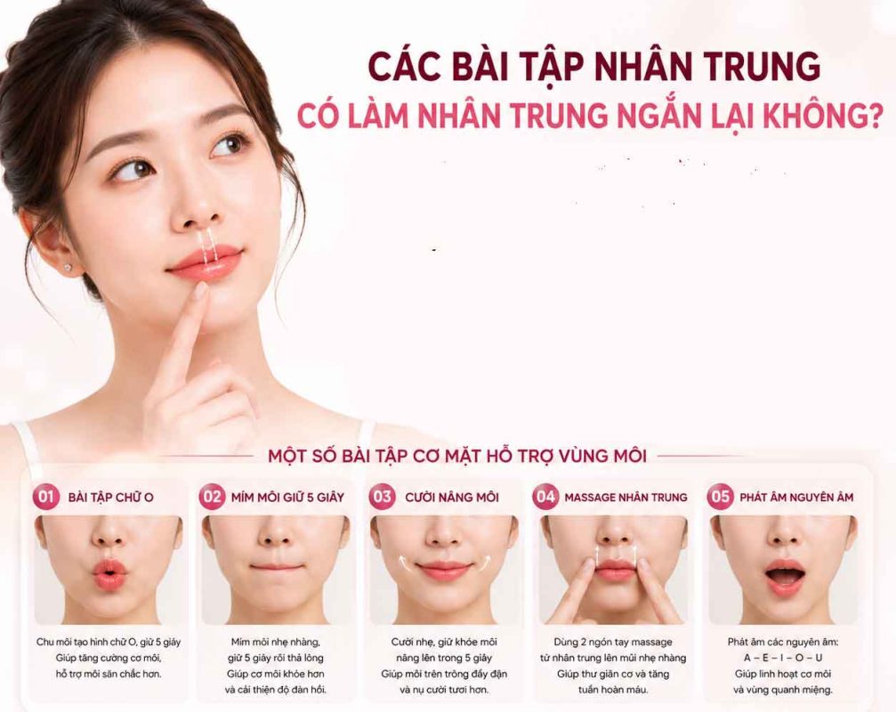 Có Thể Làm Nhân Trung Ngắn Lại Mà Không Phẫu Thuật Không? Các bài tập nhân trung làm nhân trung ngắn lại không phẫu thuật