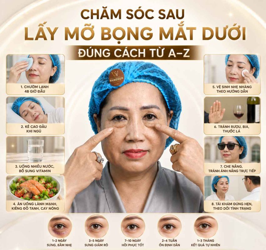 Chăm Sóc Sau Lấy Mỡ Bọng Mắt Dưới Đúng Cách Từ A–Z