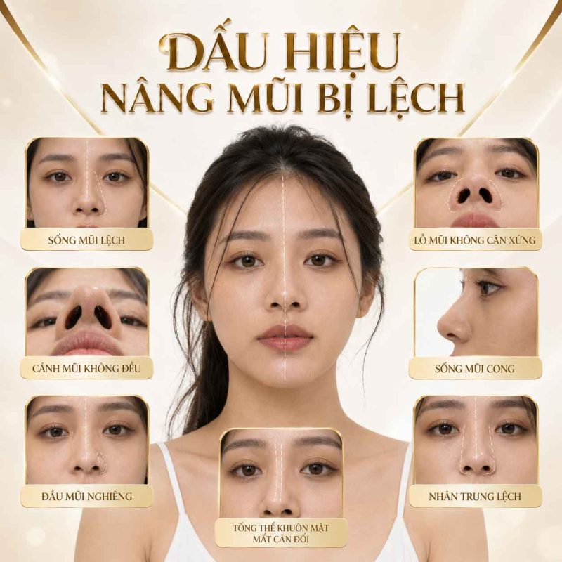 Dấu hiệu nâng mũi bị lệch