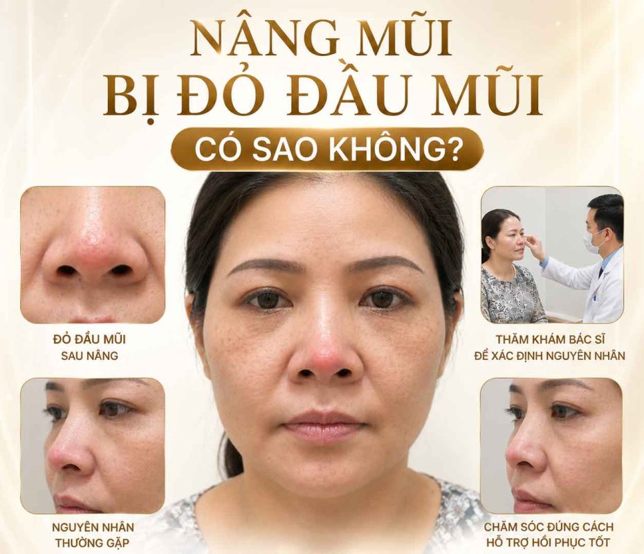 Đầu mũi đỏ có phải dấu hiệu sắp lộ sụn không Nâng mũi bị đỏ đầu có sao không