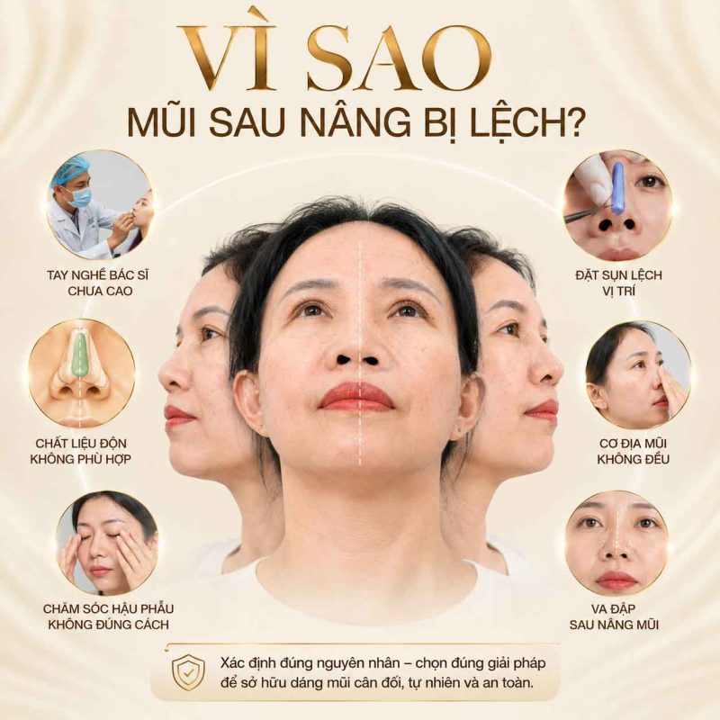 Vì sao nâng mũi bị lệch