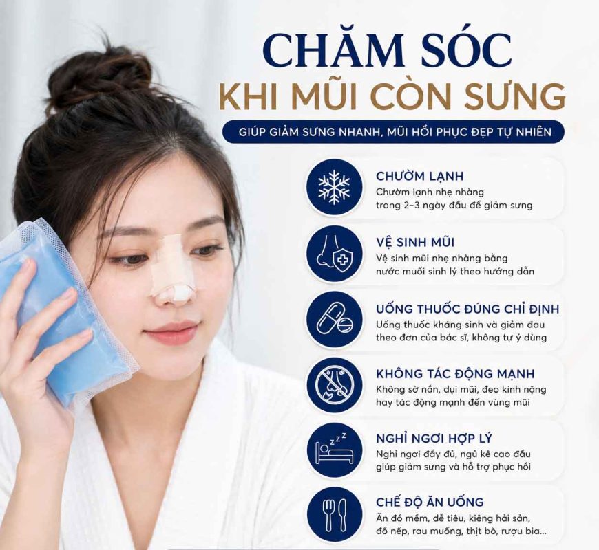 Chăm sóc khi mũi còn sưng