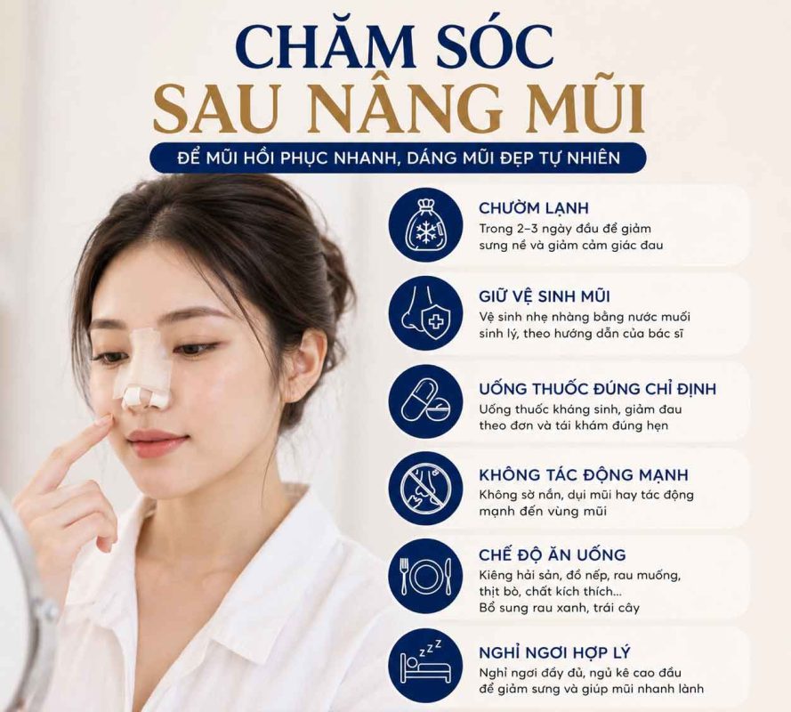 Chăm sóc sau nâng mũi