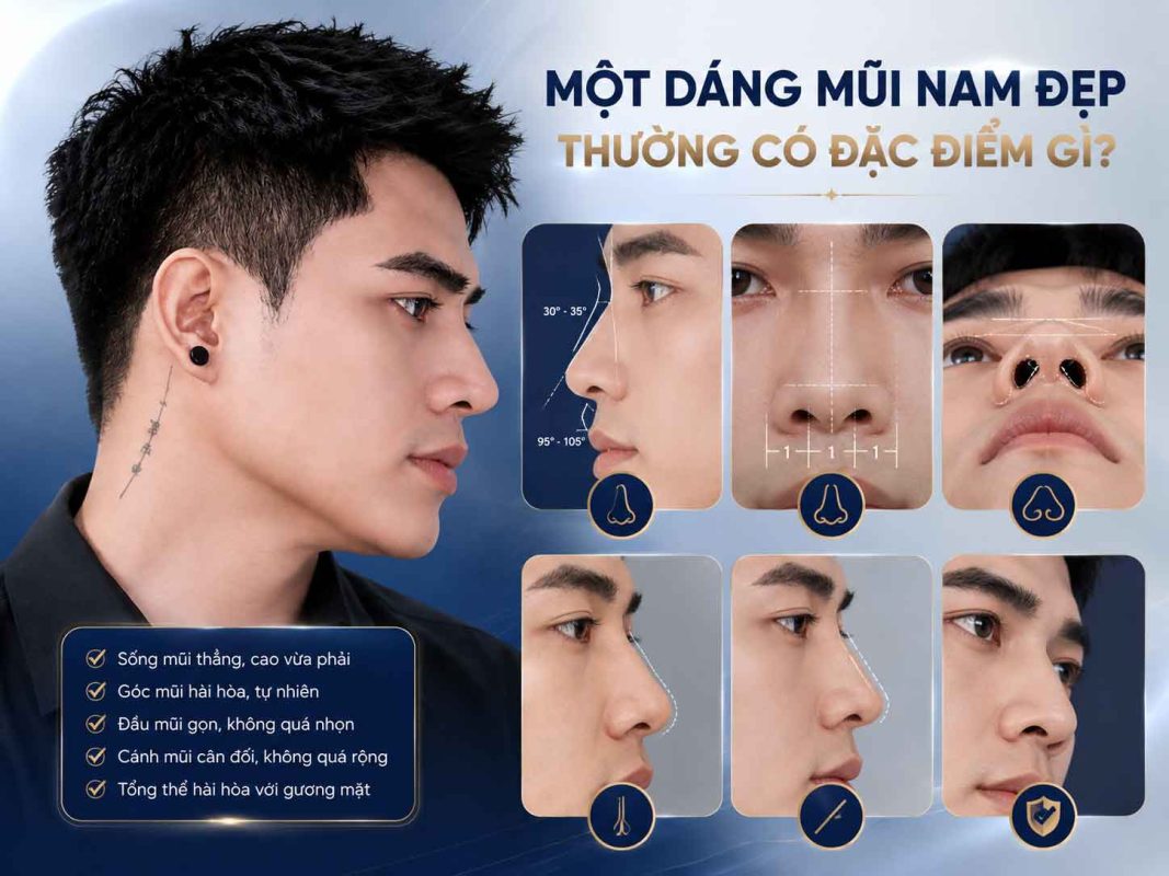 Nâng Mũi Nam Là Gì? Những Điều Nam Giới Cần Biết Trước Khi Thực Hiện Dáng mũi nam đẹp thường có đặc điểm gì