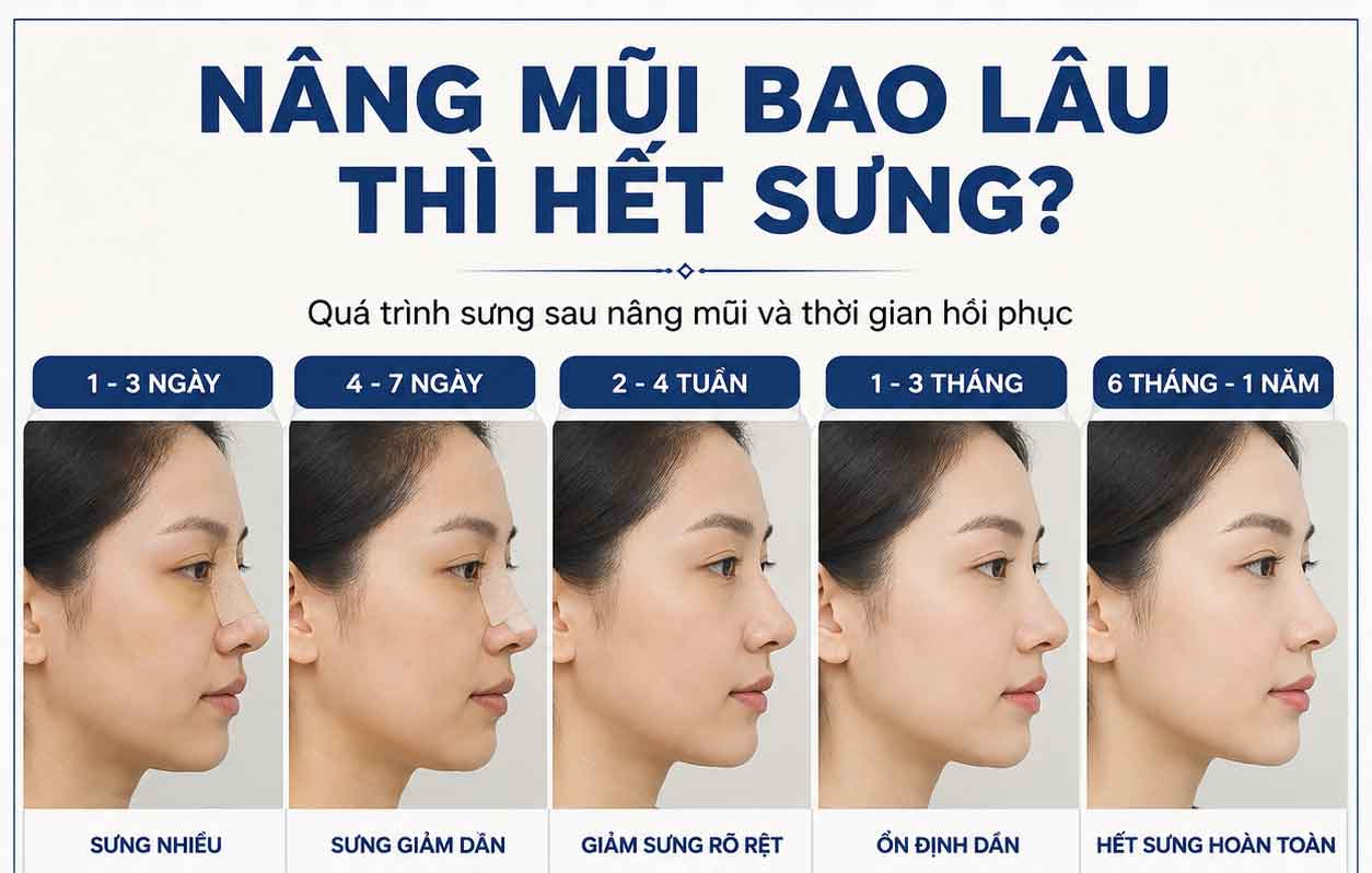 Nâng mũi bao lâu thì hết sưng