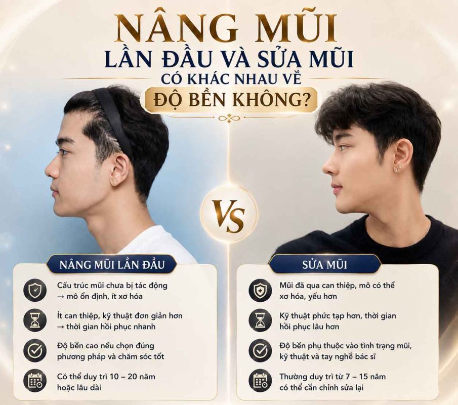 Nâng mũi giữ được bao lâu Nâng mũi lần đầu và sửa mũi có khác nhau độ bền