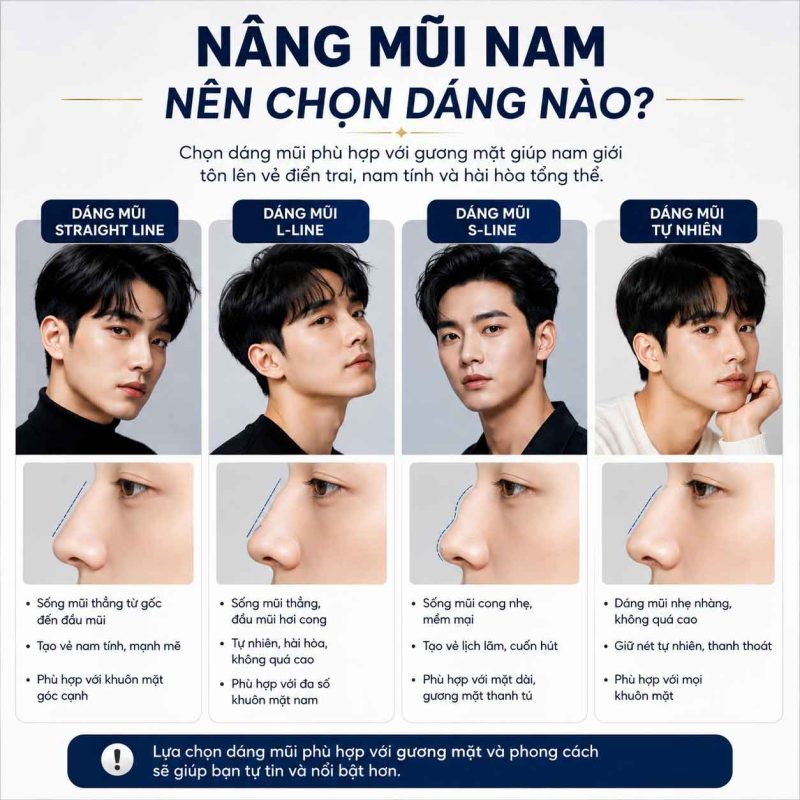 Nâng mũi nam nên chọn dáng nào Nâng mũi nam nên chọn dáng nào