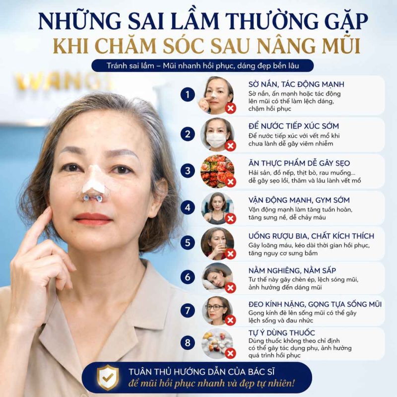 Những sai lầm thường gặp sau chăm sóc khi nâng mũi