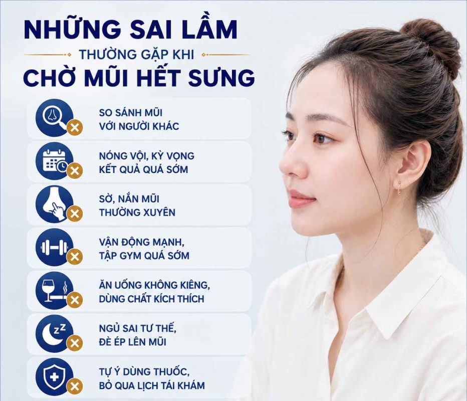 Những sai lầm thường gặp khi chờ mũi hết sưng