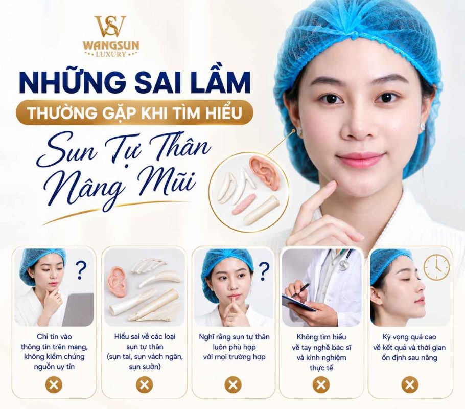 Sụn tự thân trong nâng mũi gồm những loại nào? Những sai lầm thường gặp khi tìm hiểu sụn tự thân nâng mũi