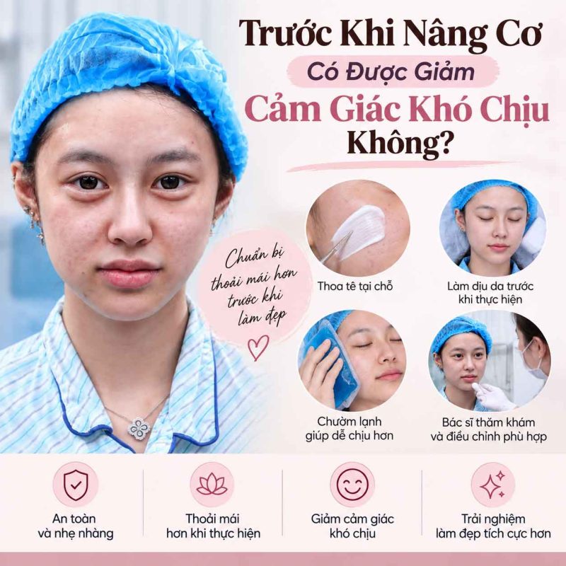 Nâng cơ nội sinh siêu vi điểm có đau không? Trước khi nâng có có được giảm cảm giác khó chịu
